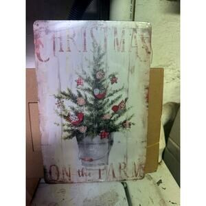 Vintage inspired Christmas tin sign